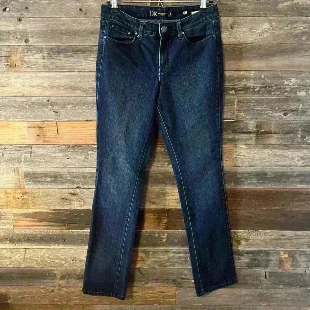 Kardashian Premium Jeans Womens 8 Blue Denim Kim Curvy Straight Mid Rise